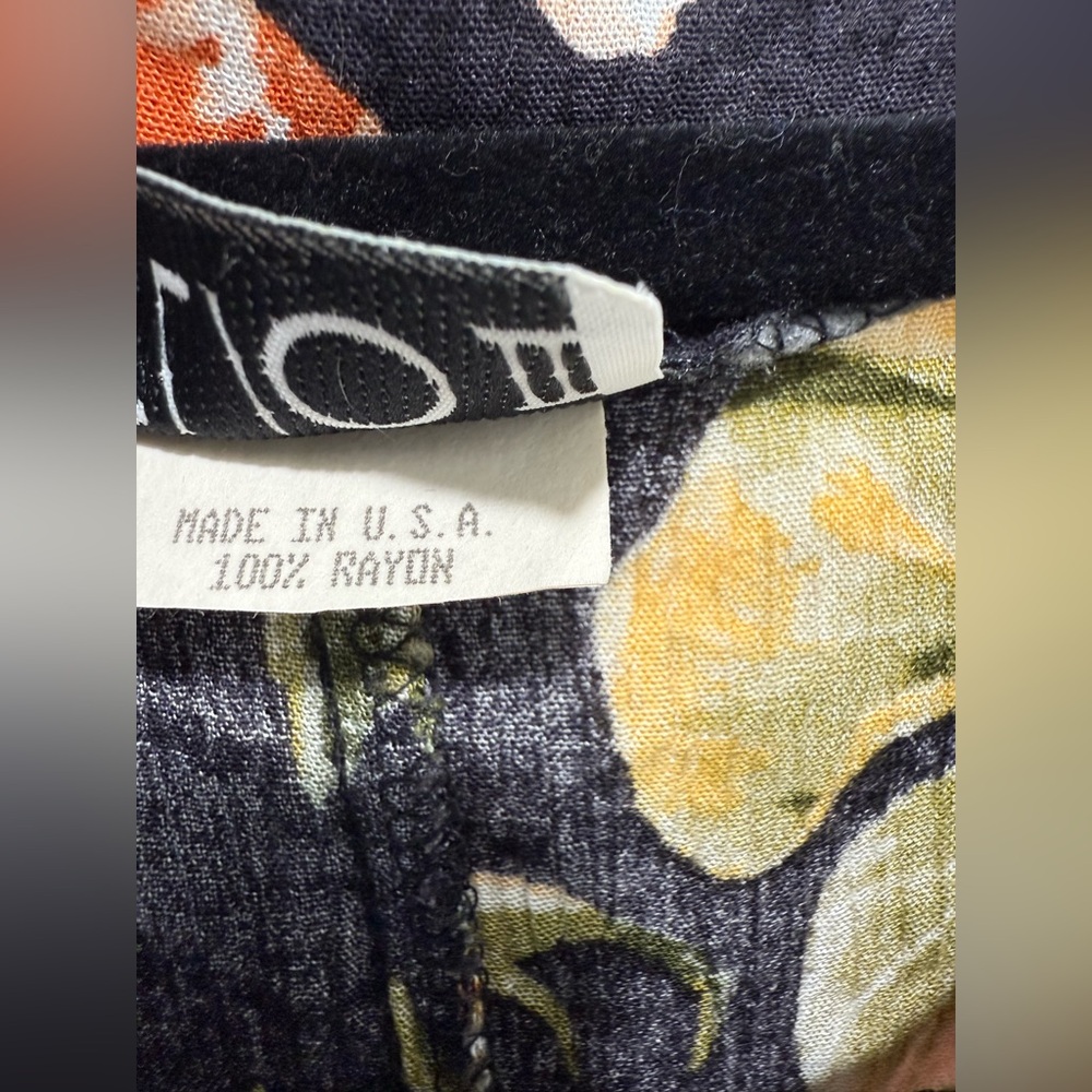Clio VTG Floral Black,Yellow,Orange,Green Sleeveless Long Dress Sz(XL) - Picture 6 of 6
